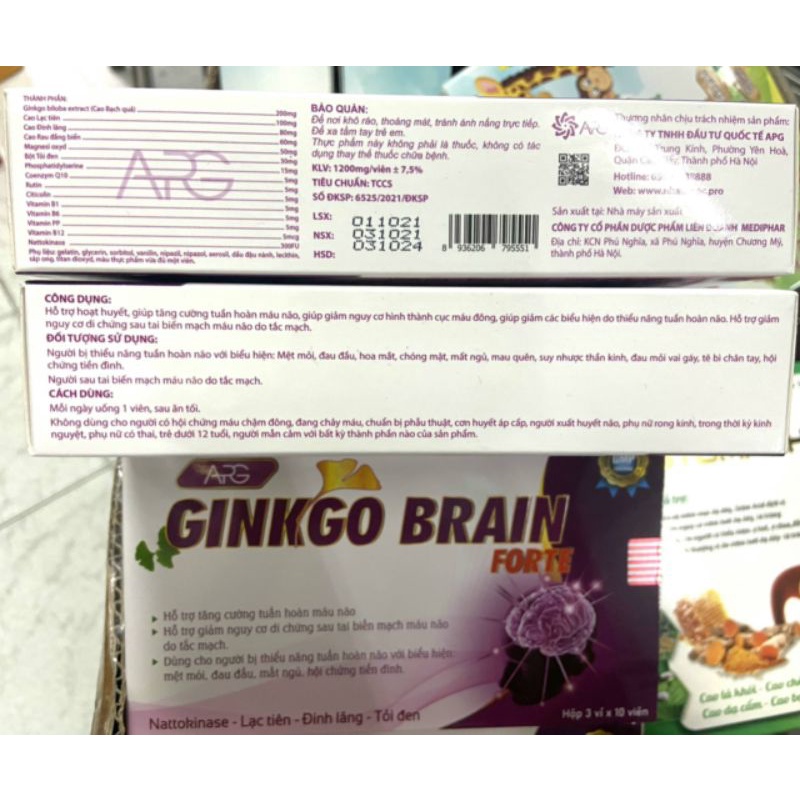 Ginkgo Brain Forte Cải thiện trí nhớ và chứng mất ngủ hoạt huyết dưỡng não, đau đầu chóng mặt, ngủ không ngon giấc