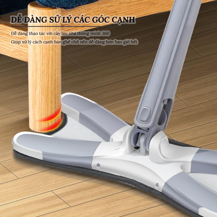 [ TẶNG 1 MIẾNG LAU ] Cây Lau Nhà Thông Minh KIYOSHI Cây Lau Nhà Chữ X Tự Vắt Xoay 360 Độ LN001