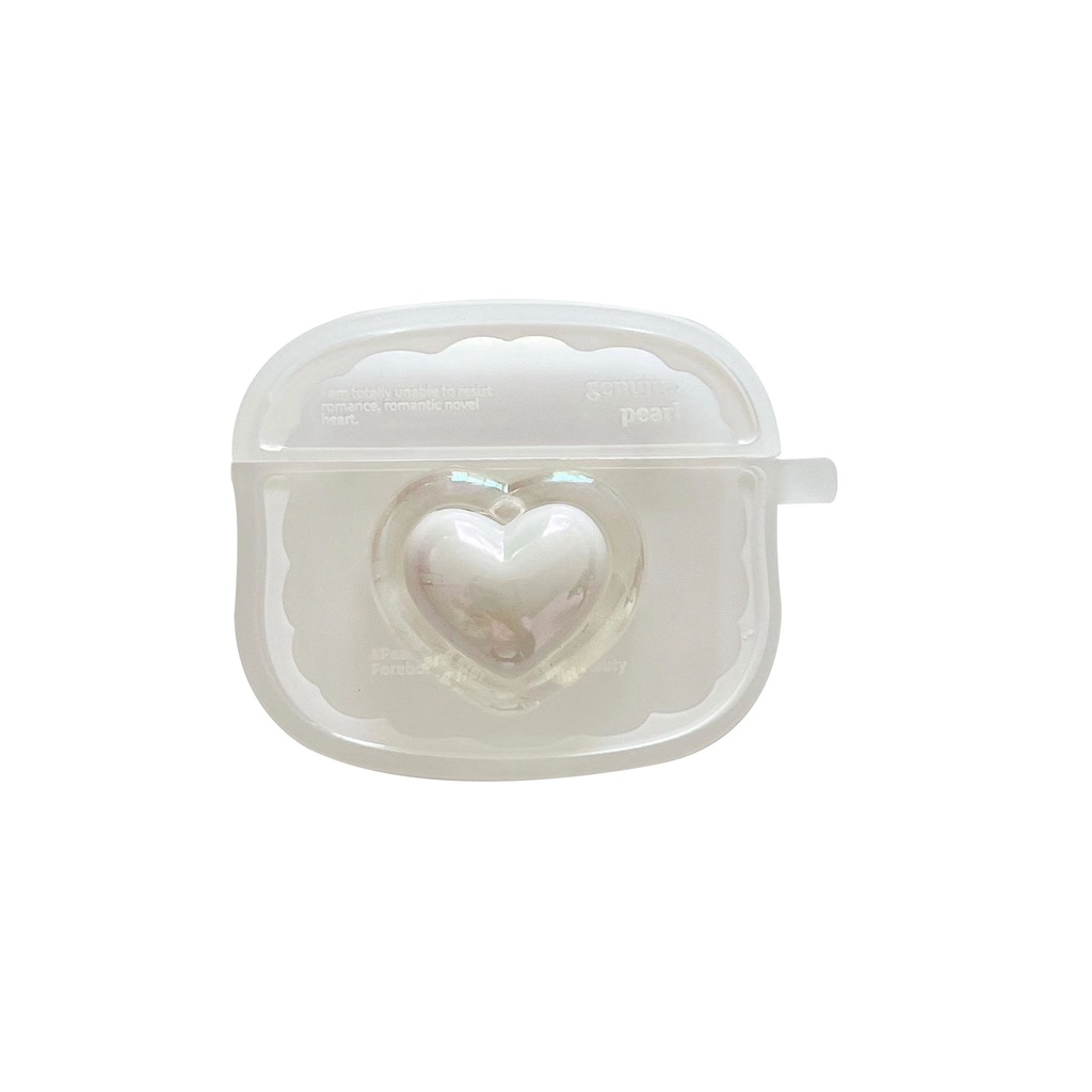 Vỏ Bảo Vệ Hộp Sạc Tai Nghe Bluetooth airpods 1 2 pro 3 Bằng tpu Mềm Họa Tiết Trái Tim Nhỏ Màu Trắng Dễ Thương