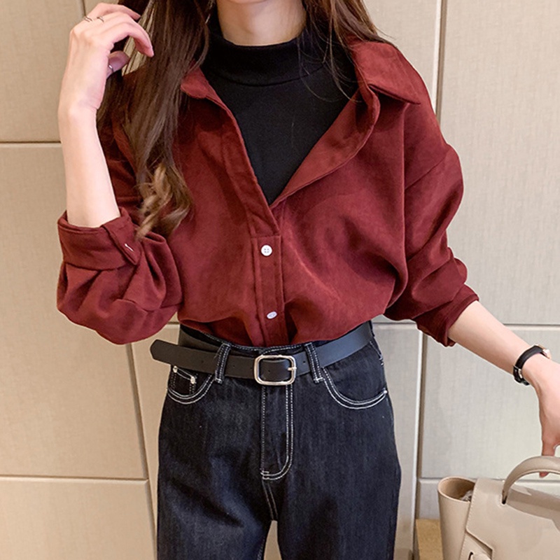 IELGY Áo sơ mi dài tay nhiều lớp thời trang dành cho nữ