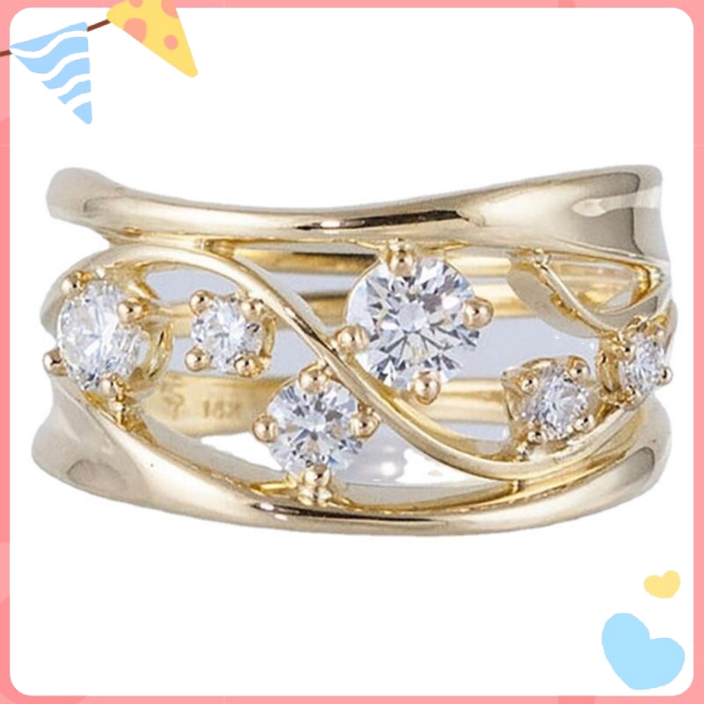 Nhẫn Đính Hôn Đính Đá Zircon Không Phai Màu Dành Cho Nữ