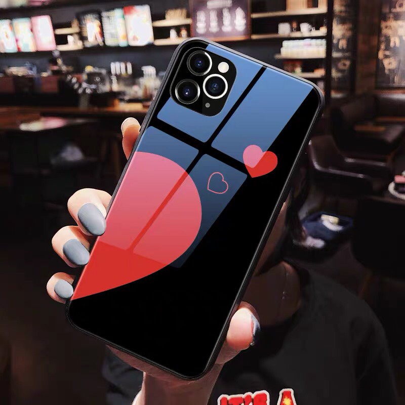 Ốp lưng iphone kính cặp đôi nửa trái tim case 14plus 14 pro max 13 12 promax 11 mini 6 6s 7 8 plus x xr xs Se