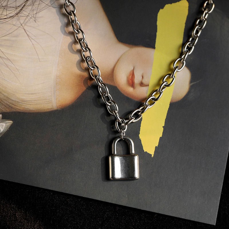 Vòng Cổ Sợi Xích Mặt Ổ Khóa Đơn Giản Cá Tính Phong Cách Hip-Hop