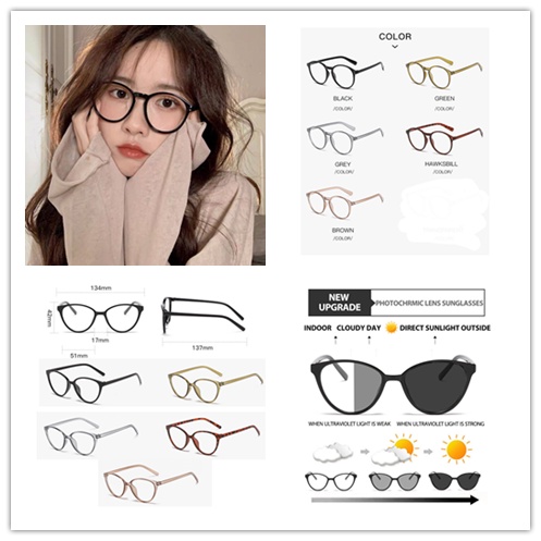 Kính Mát Gọng Tròn Thay Đổi Màu Sắc Phong Cách Retro Thời Trang Unisex