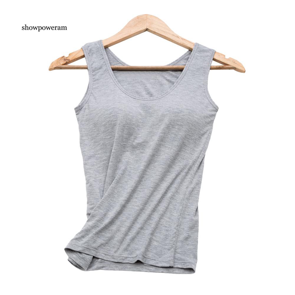 Áo cộc tay cổ chữ U trơn có mút nâng ngực đơn giản quyến rũ cho nữ | BigBuy360 - bigbuy360.vn