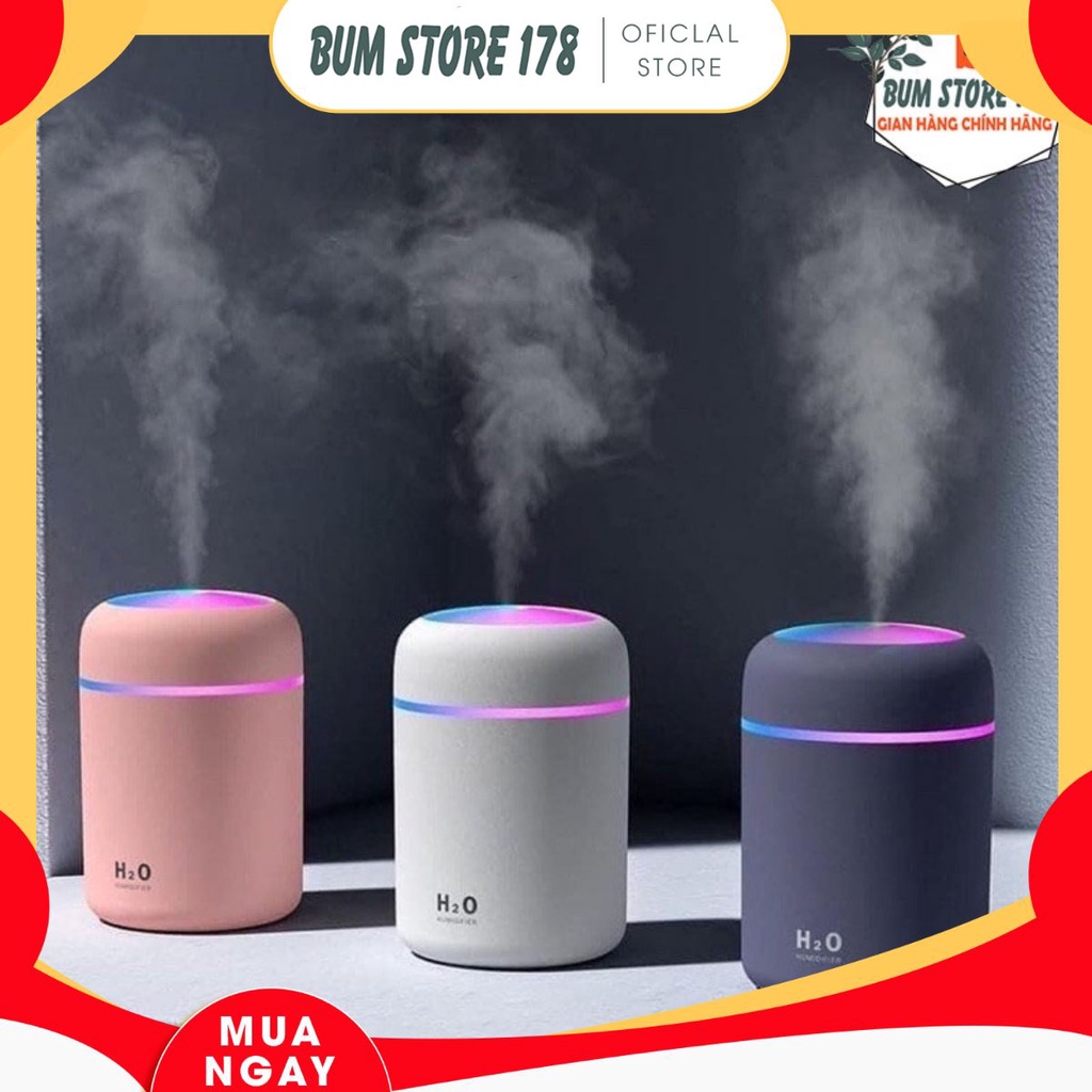 Máy Xông Tinh Dầu Phun Sương Tạo Ẩm Có Đèn Led - 300ml 3 Màu