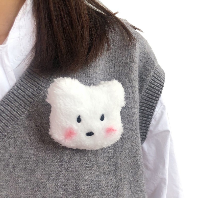 Ghim Cài Áo Hình Gấu Phối Lông Thời Trang 23579