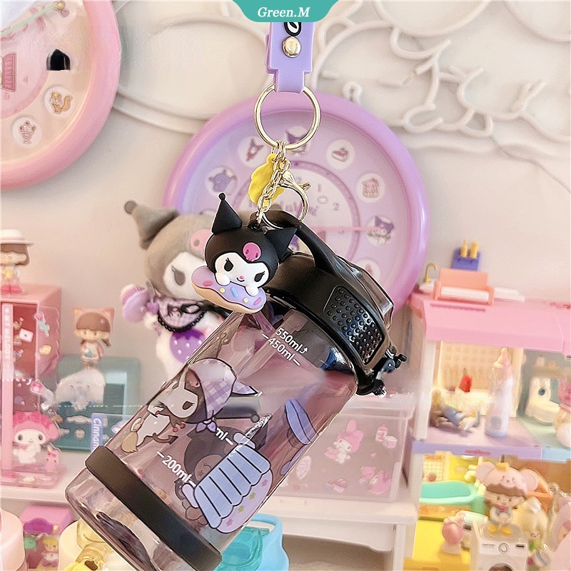 Bình Nước 500ML Hình Kuromi Dễ Thương Có Ống Hút