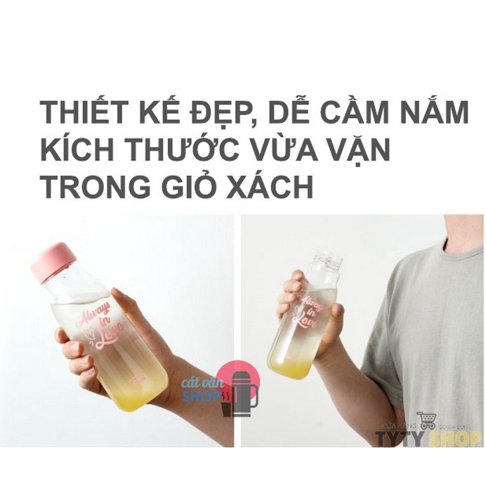 Bình nước Lock&Lock Milky dung tích 500ml nhựa PET BPA Free HAP654 - HÀNG CHÍNH HÃNG