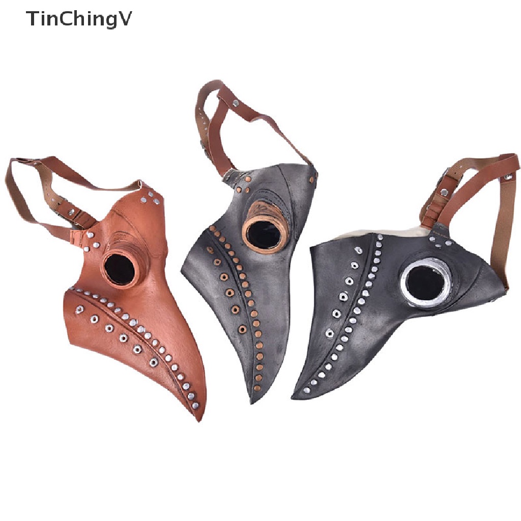 Mặt Nạ Hóa Trang Halloween Bằng Da PU Hình Chim Mũi Dài Phong Cách Steampunk