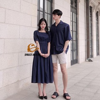 SET ĐỒ ĐÔI NAM NỮ ĐẸP COUPLE TINA SET ĐỒ CẶP NAM NỮ ĐẸP MÀU XANH THAN THEO PHONG CÁCH HÀN QUỐC SIÊU XINH