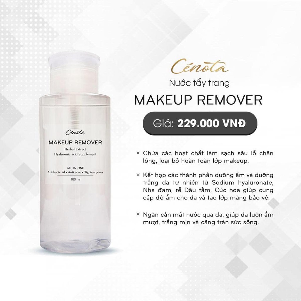 Nước tẩy trang dưỡng ẩm mềm mịn Cenota Makeup Remover, nước tẩy trang làm sạch bụi bẩn - C17 | BigBuy360 - bigbuy360.vn