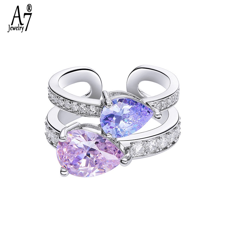 Nhẫn Bạc 925 Đính Đá Nhiều Màu Sắc Thời Trang Dành Cho Nữ A7 S925