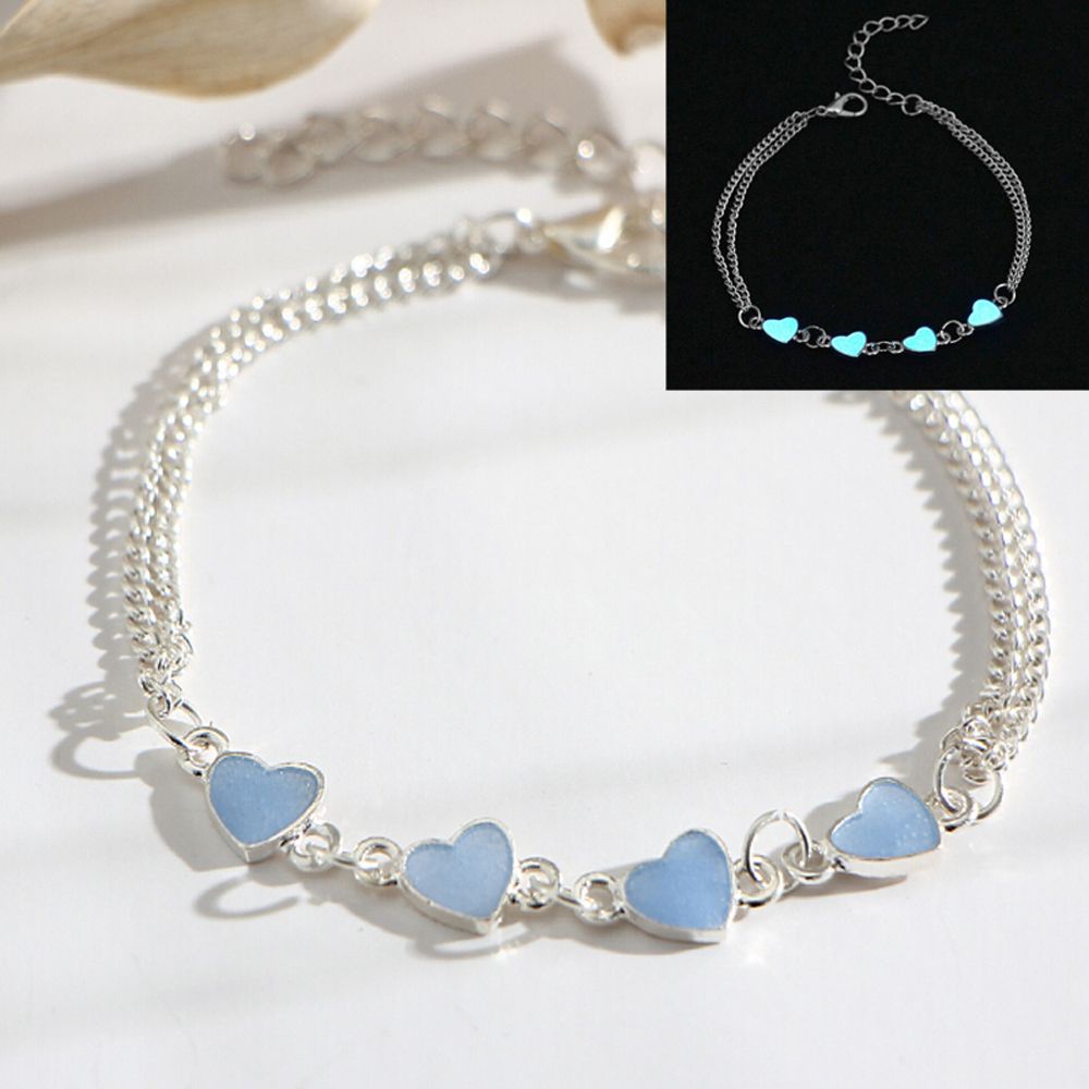 Vòng tây dây xích mặt trái tim phát sáng độc đáo cho nữ