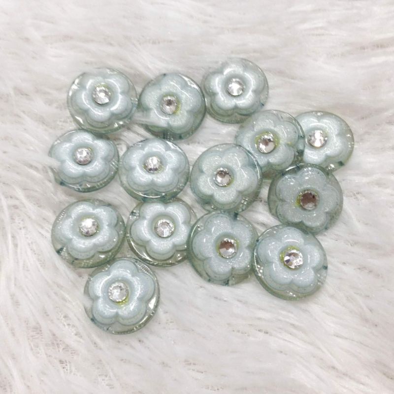 Nút áo bông mai 3d cúc khuy hoa đính đá xoàn nhiều màu dễ thương