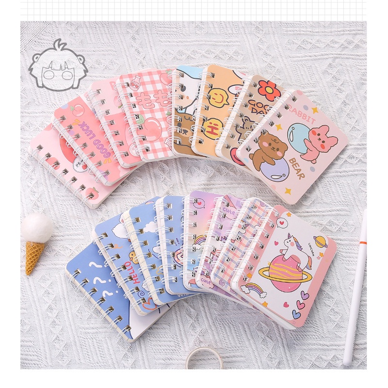 Sổ tay cute ghi chép nhỏ gọn bỏ túi, sổ tay lò xo mini đẹp dễ thương 80 trang có dòng kẻ