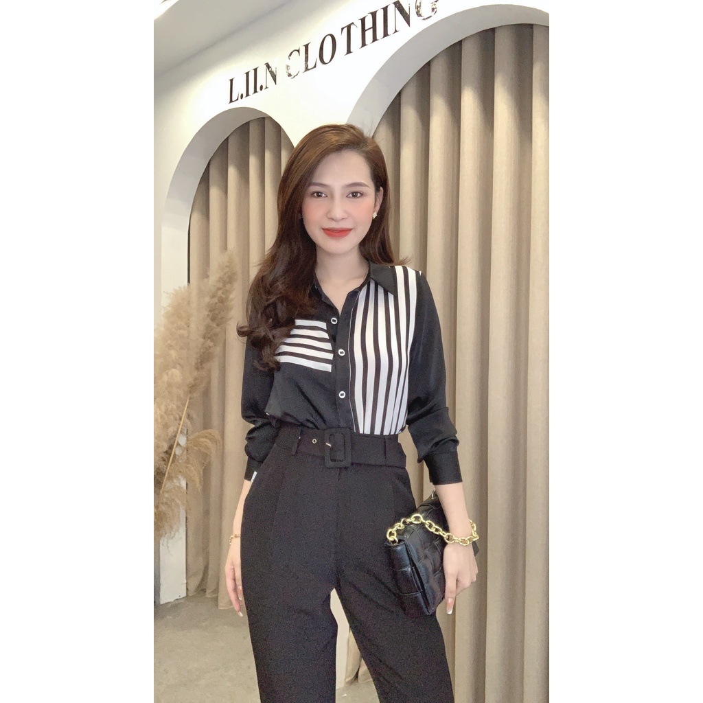 Quần Baggy nữ basic màu Đen Kèm Đai form dáng công sở thanh lịch Liin Clothing Q3197