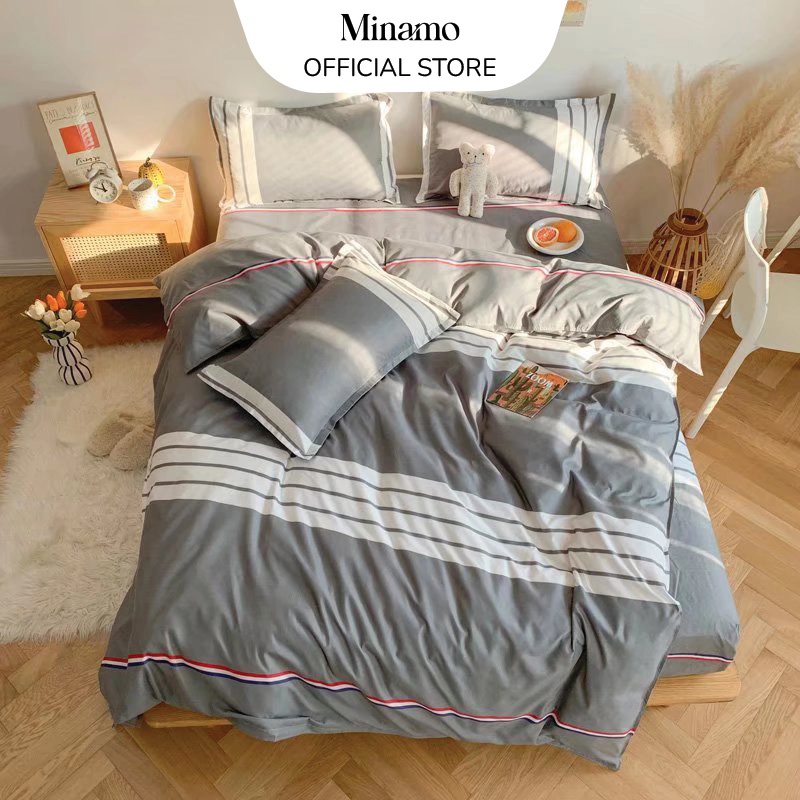 Bộ vỏ chăn ga gối cotton poly 3D, drap giường, ra nệm hiện đại, trẻ trung, bo chun miễn phí - Minamo B04.4