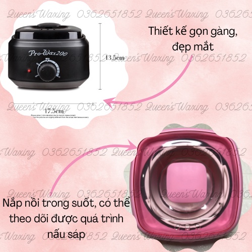 Nồi nấu sáp wax lông Pro-wax 200 phiên bản mới + tặng que gỗ to quết sáp