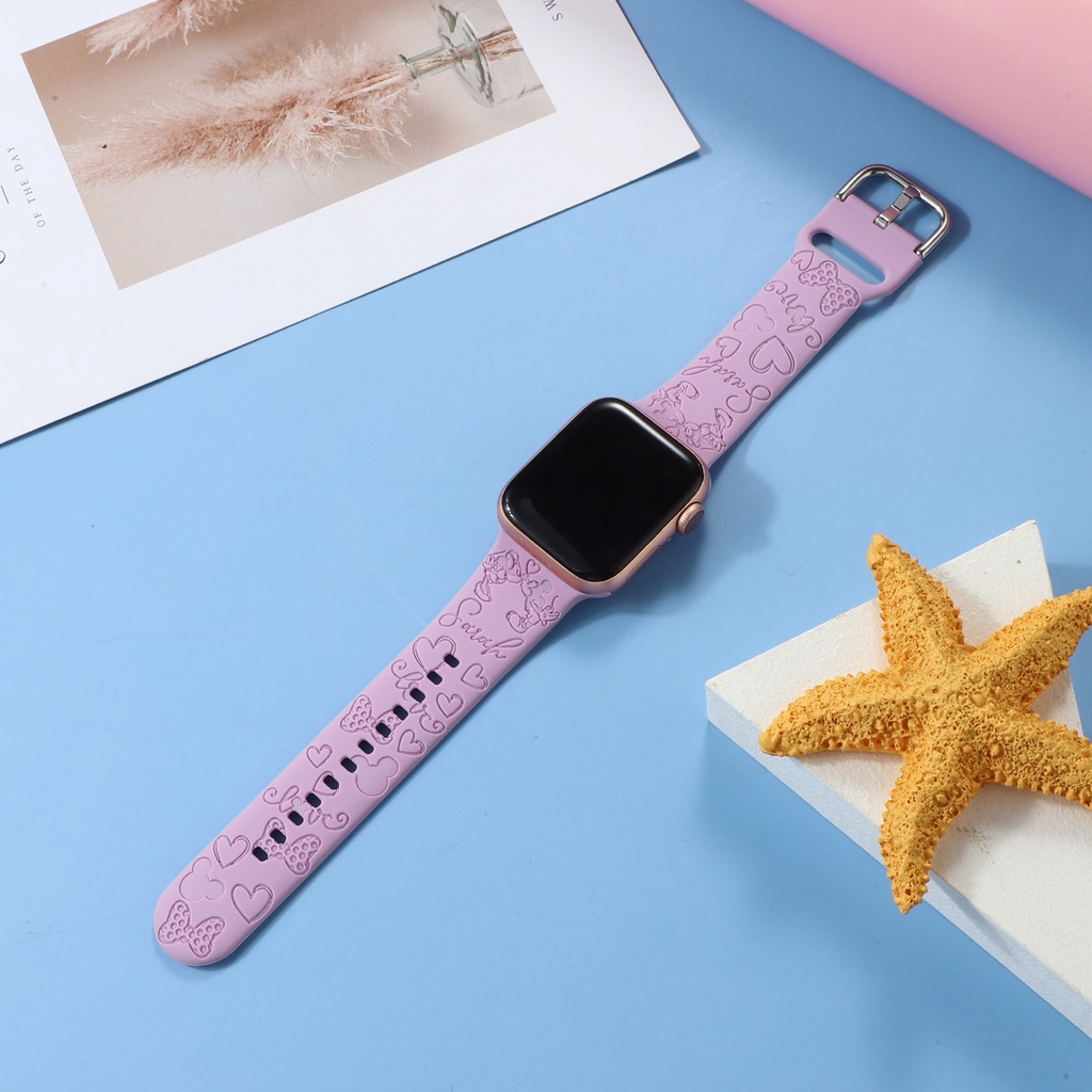 Dây Đeo Họa Tiết Hoạt Hình Mickey Minnie Cho Đồng Hồ Thông Minh Apple Watch 38mm 40mm 41mm 42mm 44mm 45mm Series 8 7 6 SE 5 4 3 2 1