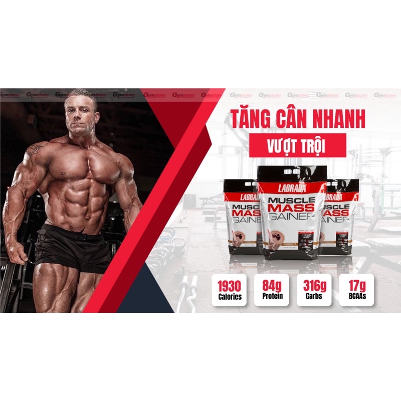 Sữa tăng cân Labrada Muscle Mass Gainer 12 Lbs (5443 g) nhập khẩu Mỹ phân phối Gymstore