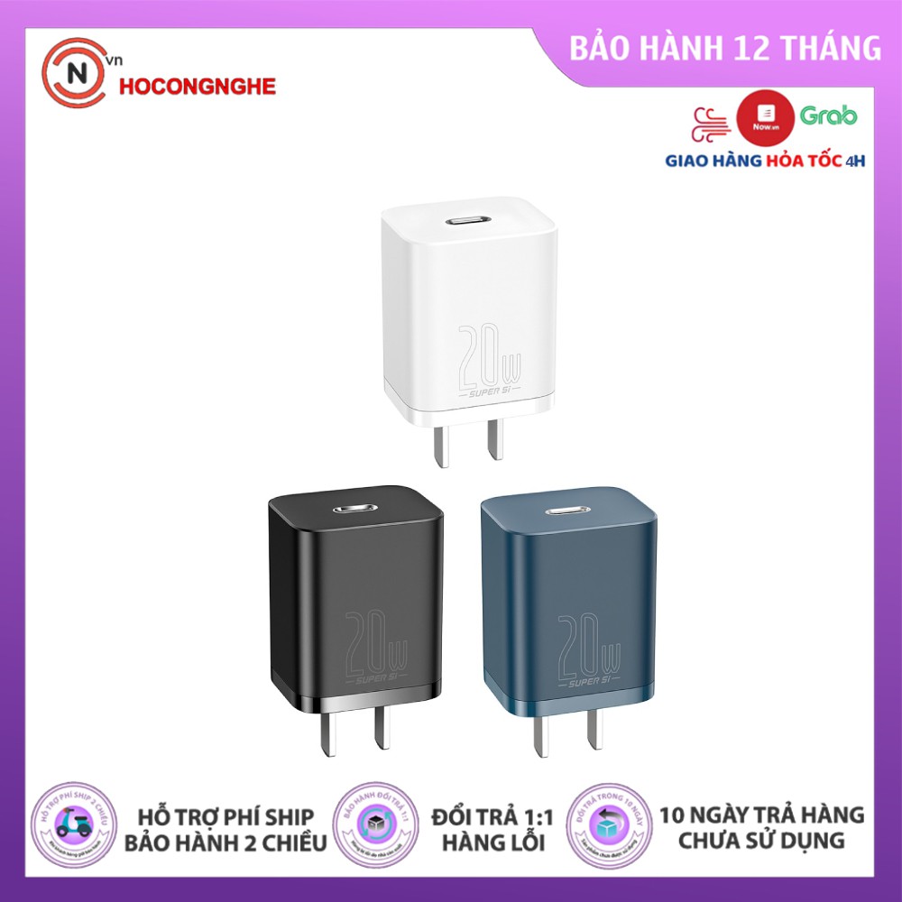 CHÍNH HÃNG Củ Sạc Nhanh Baseus 20W PD Super Si Type C Hỗ Trợ Sạc Nhanh QC3.0 Cho Android / iPhone {BẢO HÀNH ĐỔI MỚI}