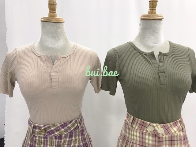 Áo crop top phối cổ V anh that(kèm video)
