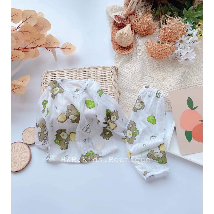 Bộ cotton giấy dài tay cho bé (6-14kg)