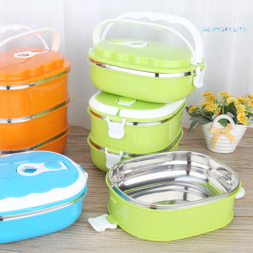 Hộp Đựng Thức Ăn Trưa NYC Bằng Thép Không Gỉ Chống Rò Rỉ Có Tay Cầm Cong