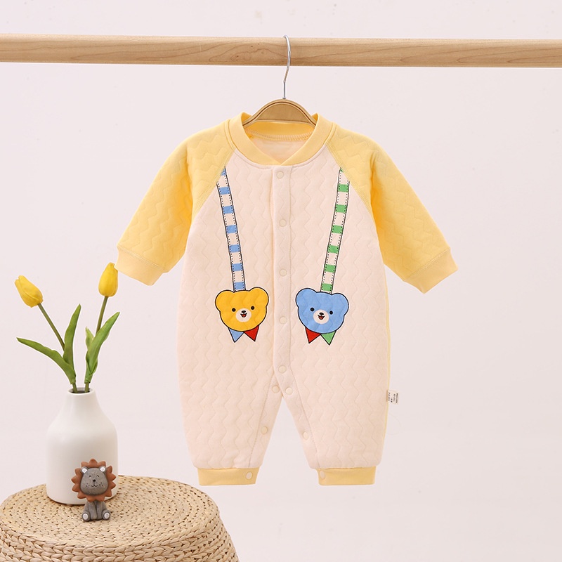 Body dài tay trần bông Áo liền quần cho trẻ sơ sinh 3-12 tháng SLTB10