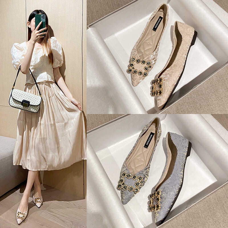 Giày Búp Bê Đế Mềm Mũi Nhọn Thời Trang Mùa Xuân Cho Nữ