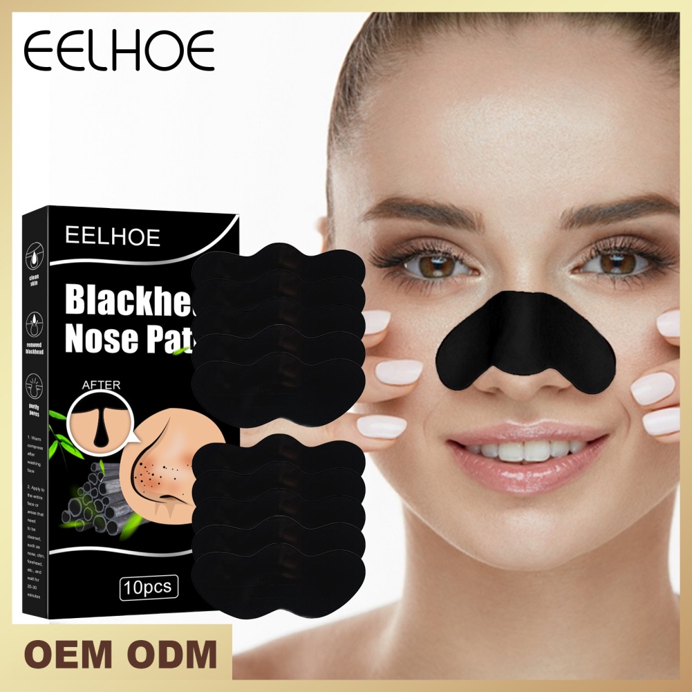 EELHOE 10 Miếng Mặt Nạ Lột Mụn Đầu Đen Than Tre Mặt Nạ Điều Trị Mụn Đầu Đen Miếng Dán Mũi Miếng Dán Làm Sạch Sâu Lỗ Chân Lông Mũi Miếng Dán Mũi-Ampere