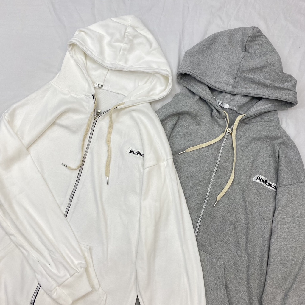 Áo Hoodie Zip Nam Nữ Mũ 2 Lớp Freesize STU 2 Màu
