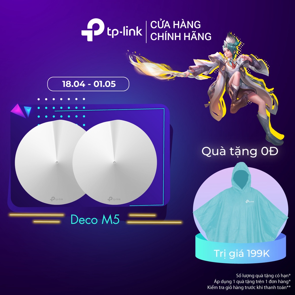 Hệ Thống Wifi Mesh TP-Link Deco M5 (2-pack) Chuẩn AC 1300Mbps Dành Cho Gia Đình