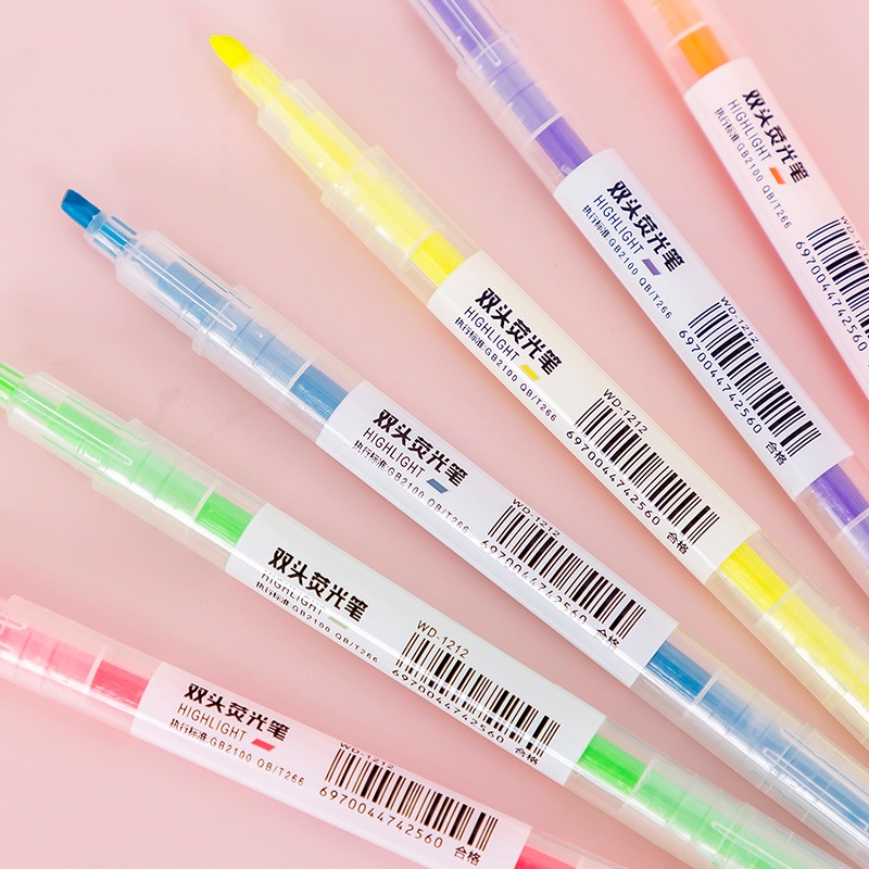 Y&X Bút highlight pastel dạ quang 2 đầu, bút đánh dấu nhớ dòng cute nhiều màu marker dễ thương