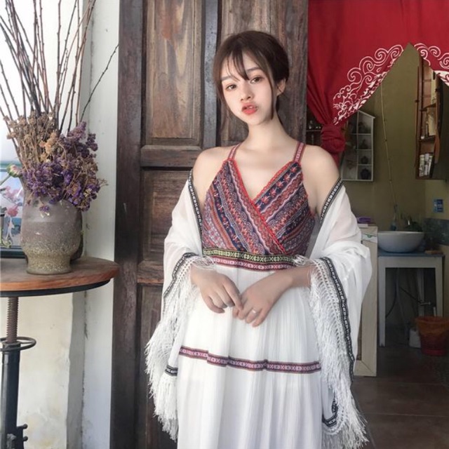 Đầm boho vintage hai dây | BigBuy360 - bigbuy360.vn