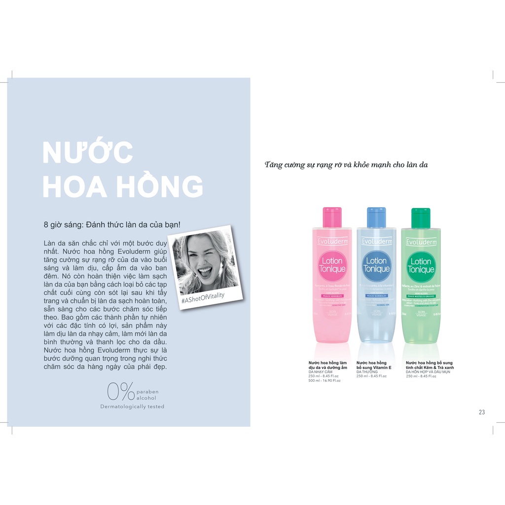 Nước hoa hồng Evoluderm dành cho da hỗn hợp và dầu mụn 250ml