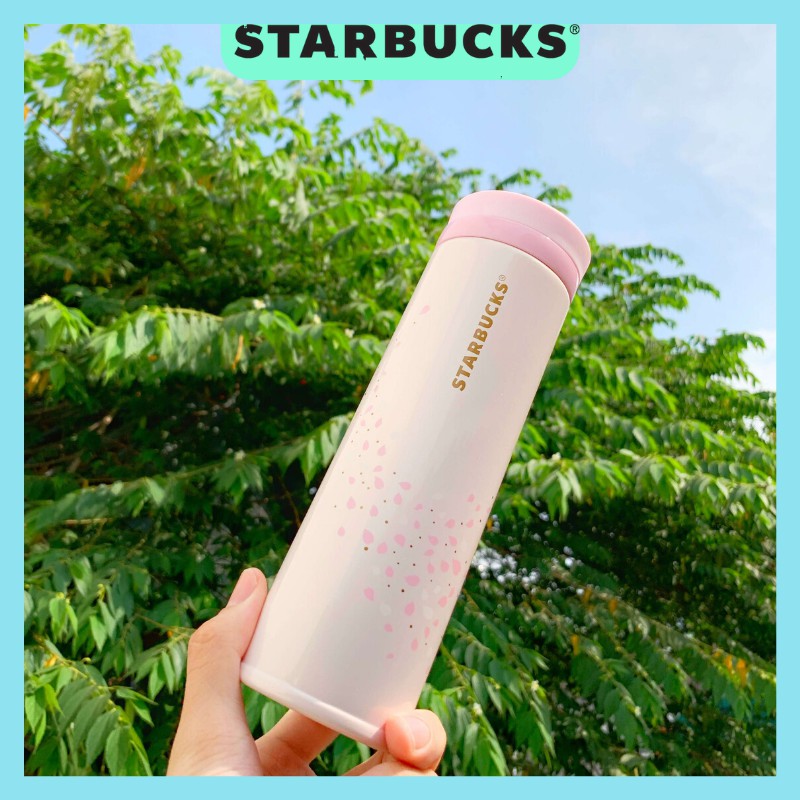 Bình STARBUCKS Sakura giữ nhiệt màu hồng sơn bóng dung tích 500ml