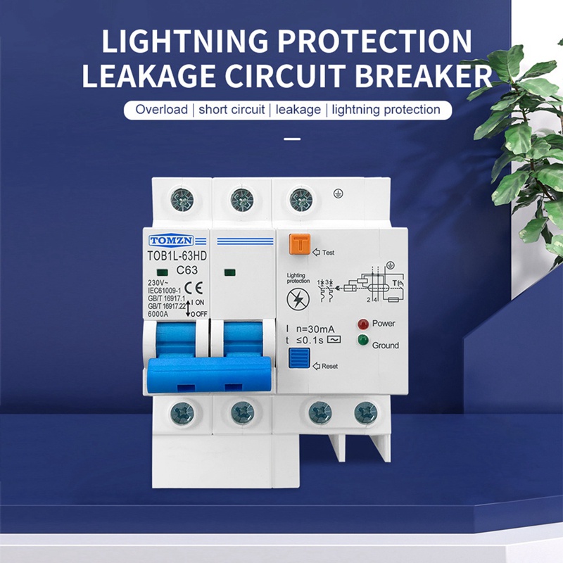 Cầu Dao Chính TOMZN Với Bộ Bảo Vệ RCBO MCB Bảo Vệ Lightning-Protection SPD
