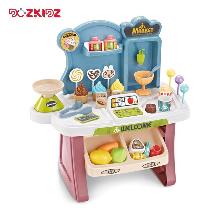 Đồ chơi nấu ăn cho bé, quầy bán đồ ăn siêu thị 33 chi tiết cho trẻ từ 2 tuổi - DOZKIDZ