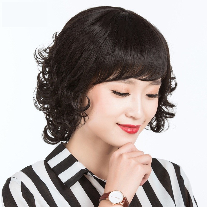 Tóc giả nữ trung niên xoăn ngắn 9209 😍FREESHIP😍 tóc trung niên nữ, tặng lưới chụp