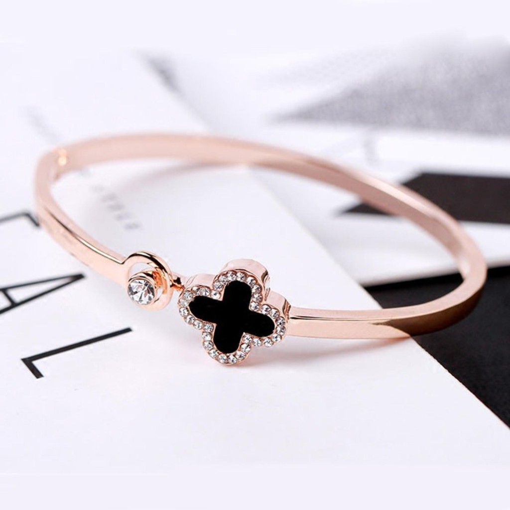 Vòng tay cỏ 4 lá chấm đen Cao cấp May mắn hot Thời trang Hàn Quốc dễ thương sang trọng
