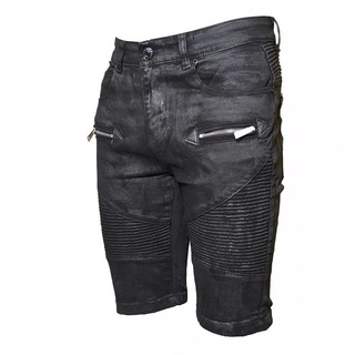 Jeans short Biker khoá ngang WAX