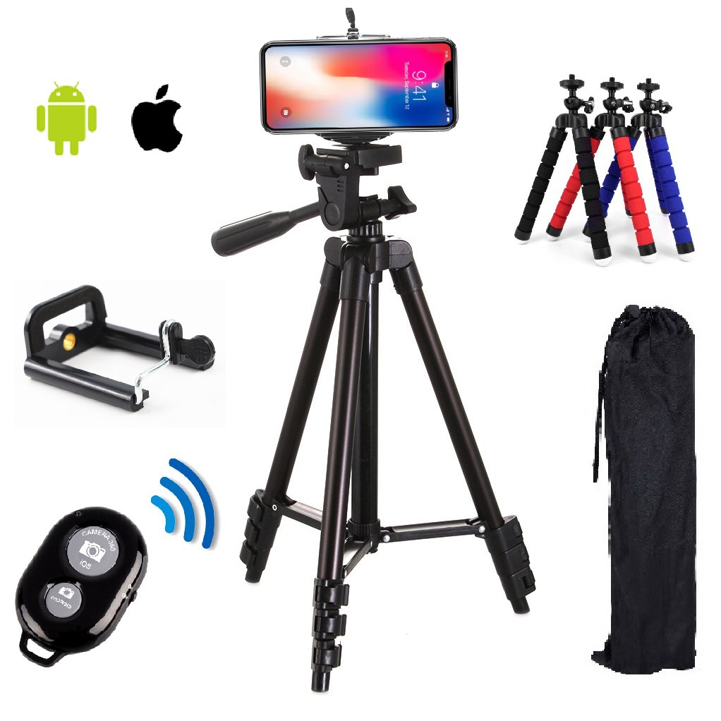 ❤️ HOTSALE ❤️ Chân đế chụp hình, Tripod 3120 + Đầu kẹp điện thoại 001 + Remote chụp hình + Tripod bạch tuột