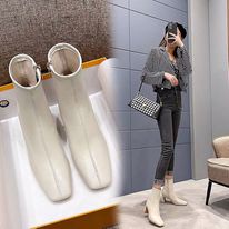 Giày Bốt Nữ Da Mềm Size 31 32 33 Hai Màu Trắng Kem Đen Hàng Quảng Châu Cao Cấp