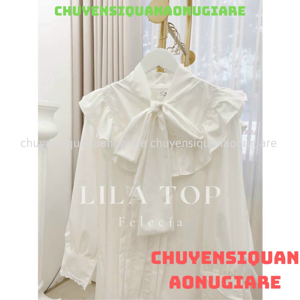 áo sơ mi tay bồng cổ nơ tiểu thư kaca shop hàng QCCC chuyensiquanaonugiare
