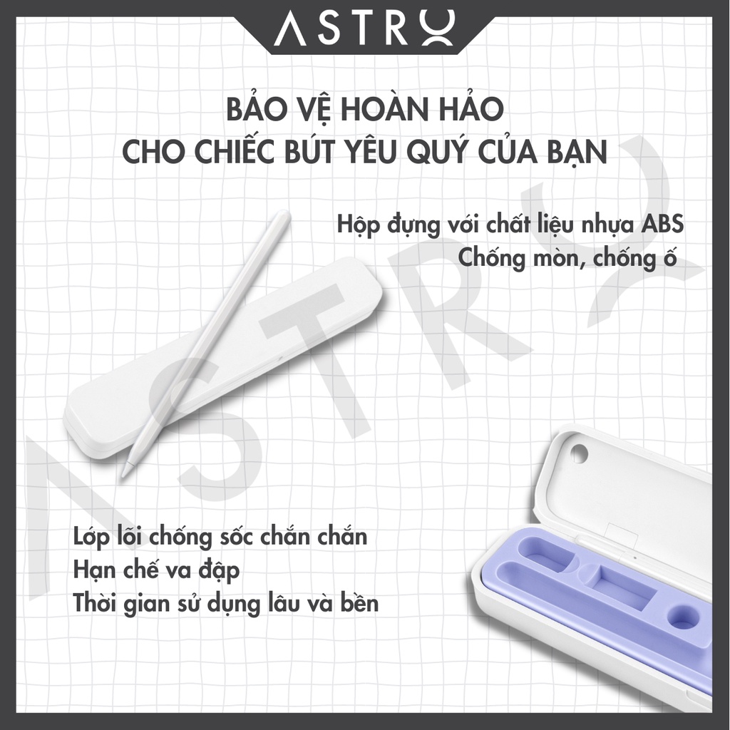 Hộp đựng bút Pencil 1 2 và bút cảm ứng Stylus Pen chất liệu nhựa ABS lõi chống sốc