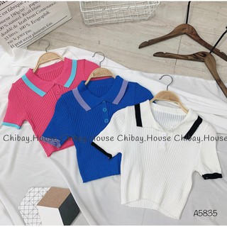 Áo len tăm cổ bẻ croptop ( hình thật, đổi trả nếu không giống hình )