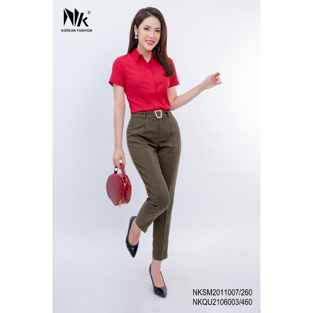 Quần Tây Nữ Công Sở NK Fashion Dáng Baggy Đai Cạp, Chất Liệu Nhập Hàn Mềm Mịn, Chống Nhăn Xù NKQU2106003