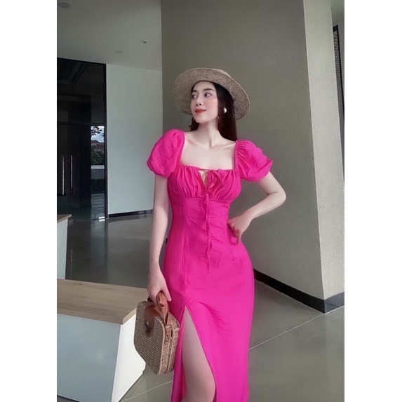 Đầm Váy Nữ Xẻ Tà Dây Kéo Sau Lưng Tiểu thư